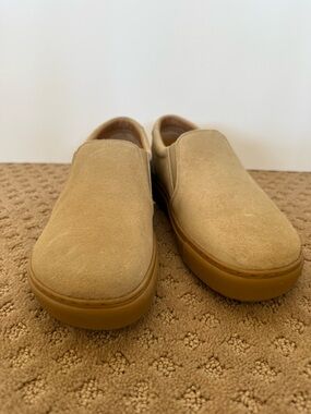 Birkenstock Women's Slip-On Loafers in Light Beige Suede
